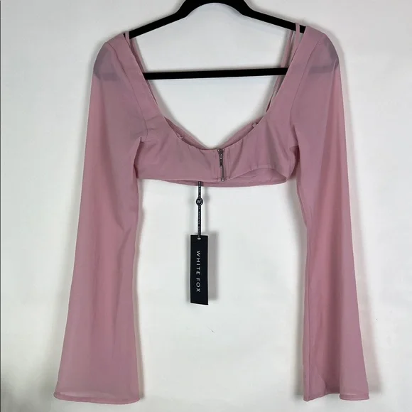 NWT WHITE FOX Crop Long Sleeve Top “Give or Take” XS Dusty Rose Sheer Chiffon - Picture 2 of 8